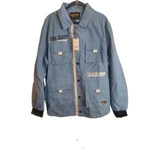 Kleep Phresh Coach Jacket Mens Medium Blue Streetwear Utility Love To Kleep NWT